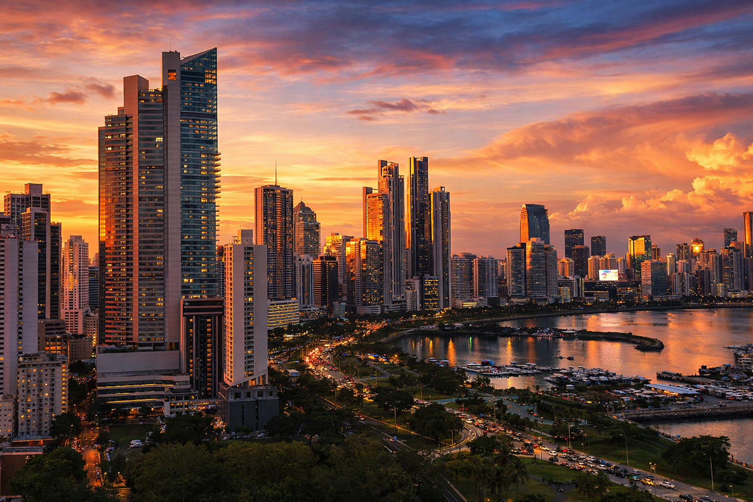 Skyline de Ciudad de Panamá - Centro Bancario Internacional y hub de inversiones en América